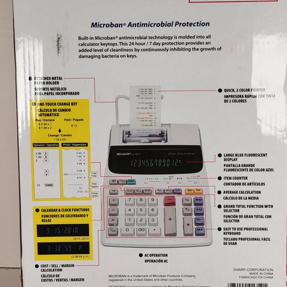 Sharp EL-1801V Printing Calculator 12-Digit 2-Color Display Tested Works - Picture 3 of 16